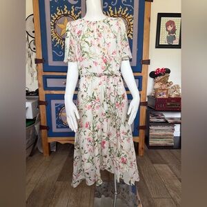 Jessica Howard Floral High Low Dress in Pink and Green